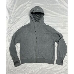The Drinking Jacket V.2 Zip Up Hoodie Gray Mens XL Utility Pockets Monkey Print